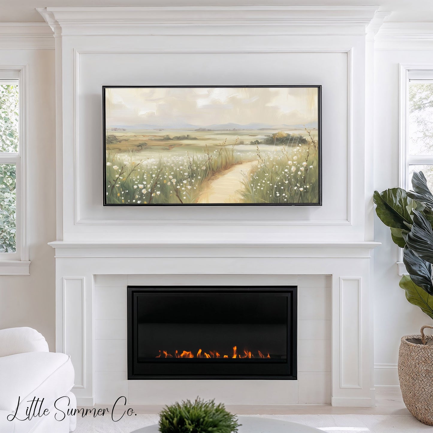 Wildflower Path Frame TV Art displayed on a TV