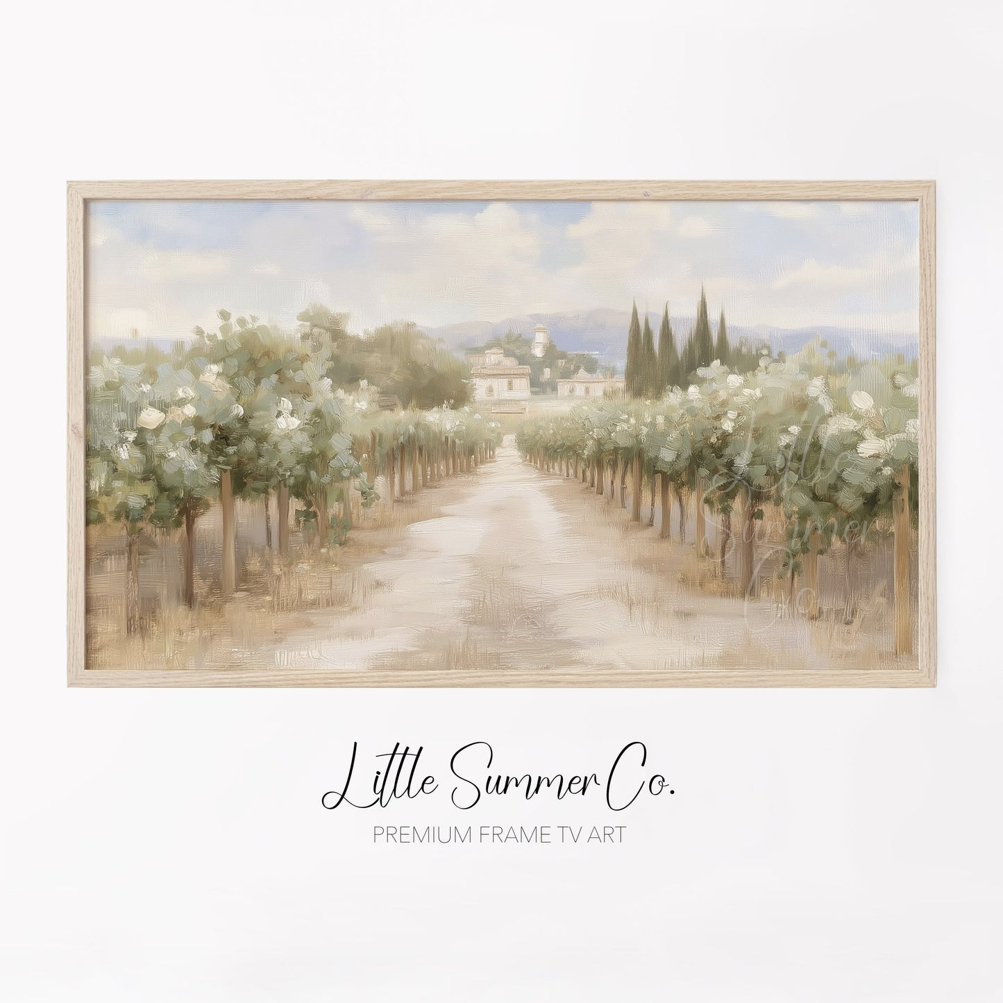Vineyard Path Frame TV Art displayed on a TV