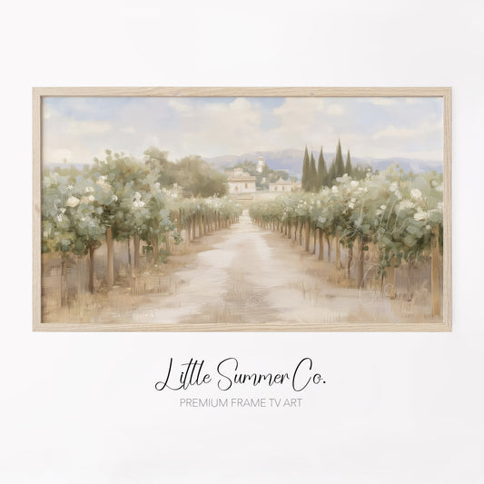 Vineyard Path Frame TV Art displayed on a TV