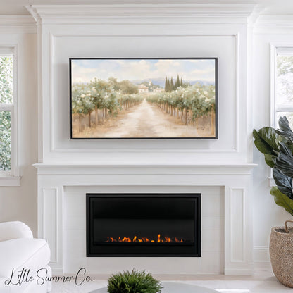Vineyard Path Frame TV Art displayed on a TV