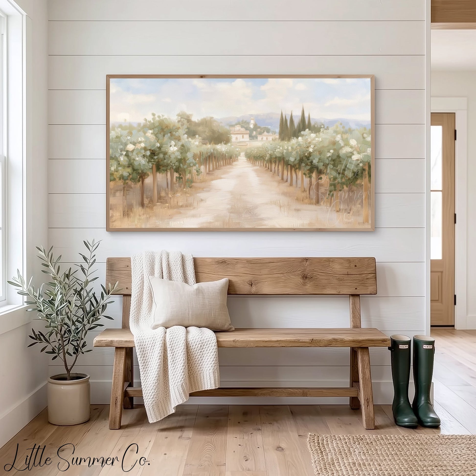 Vineyard Path Frame TV Art displayed on a TV