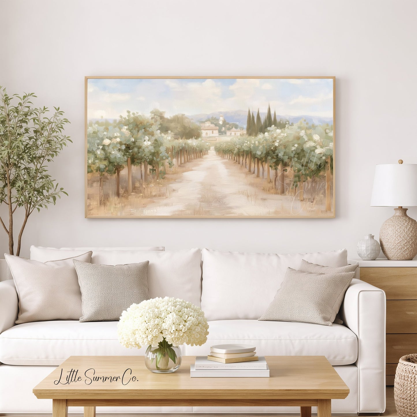 Vineyard Path Frame TV Art displayed on a TV