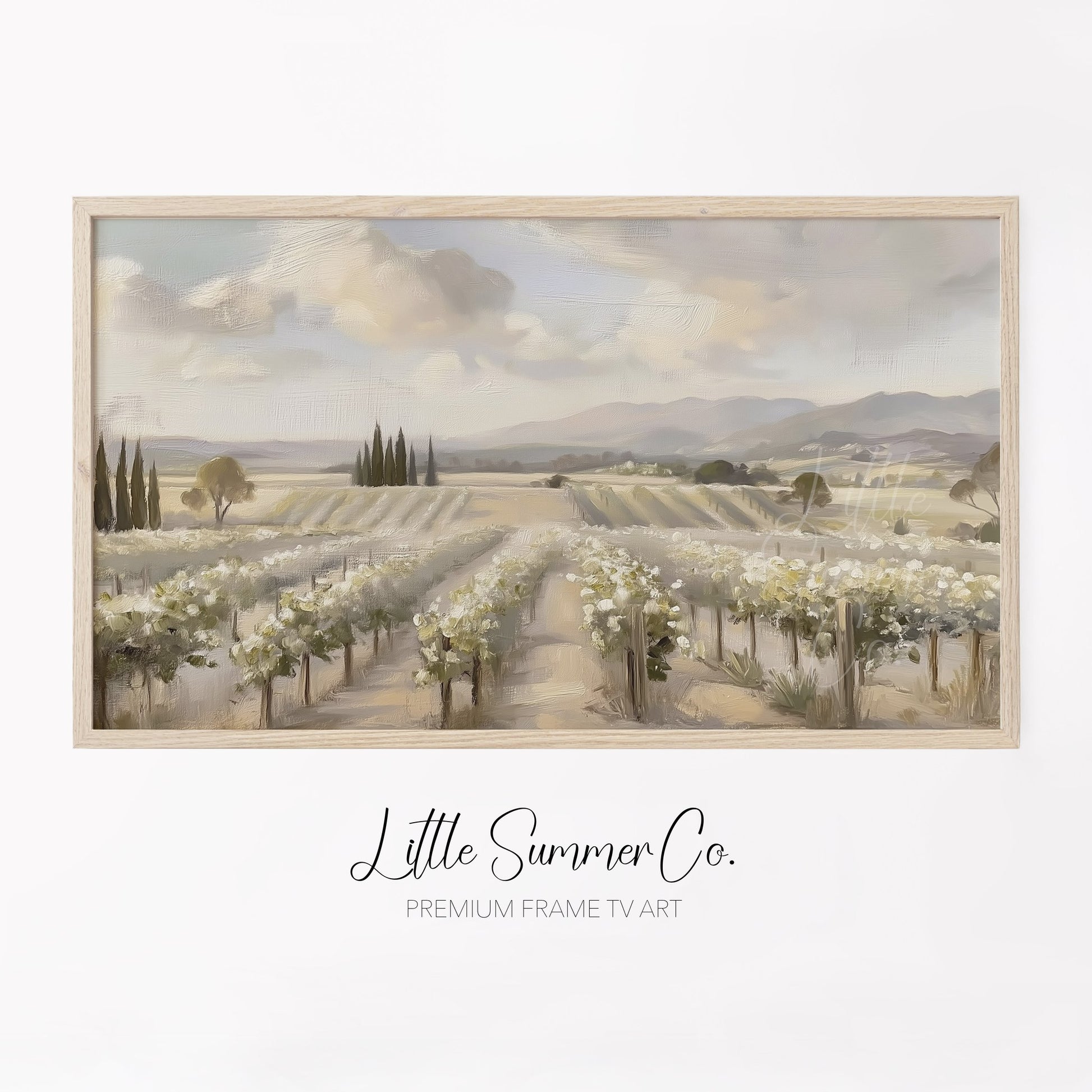 Vineyard Rows Frame TV Art displayed on a TV