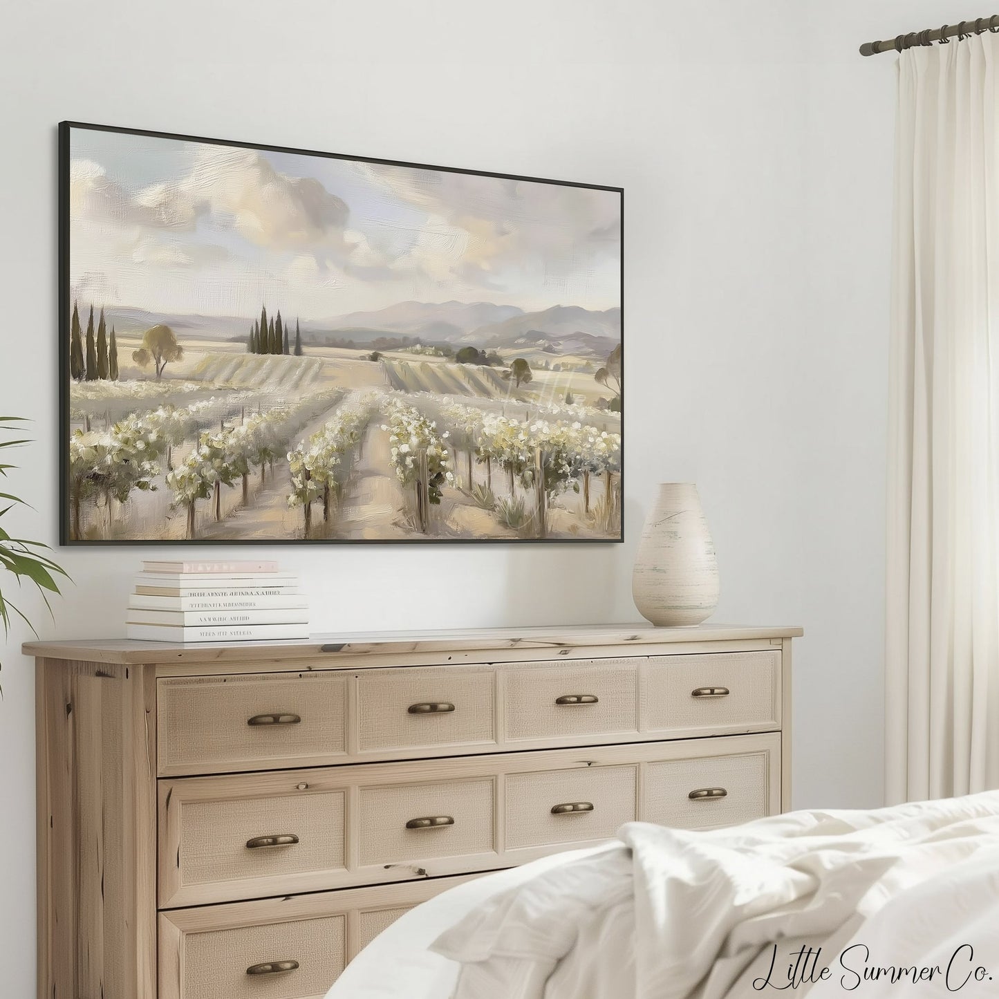 Vineyard Rows Frame TV Art displayed on a TV