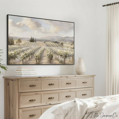 Vineyard Rows Frame TV Art displayed on a TV