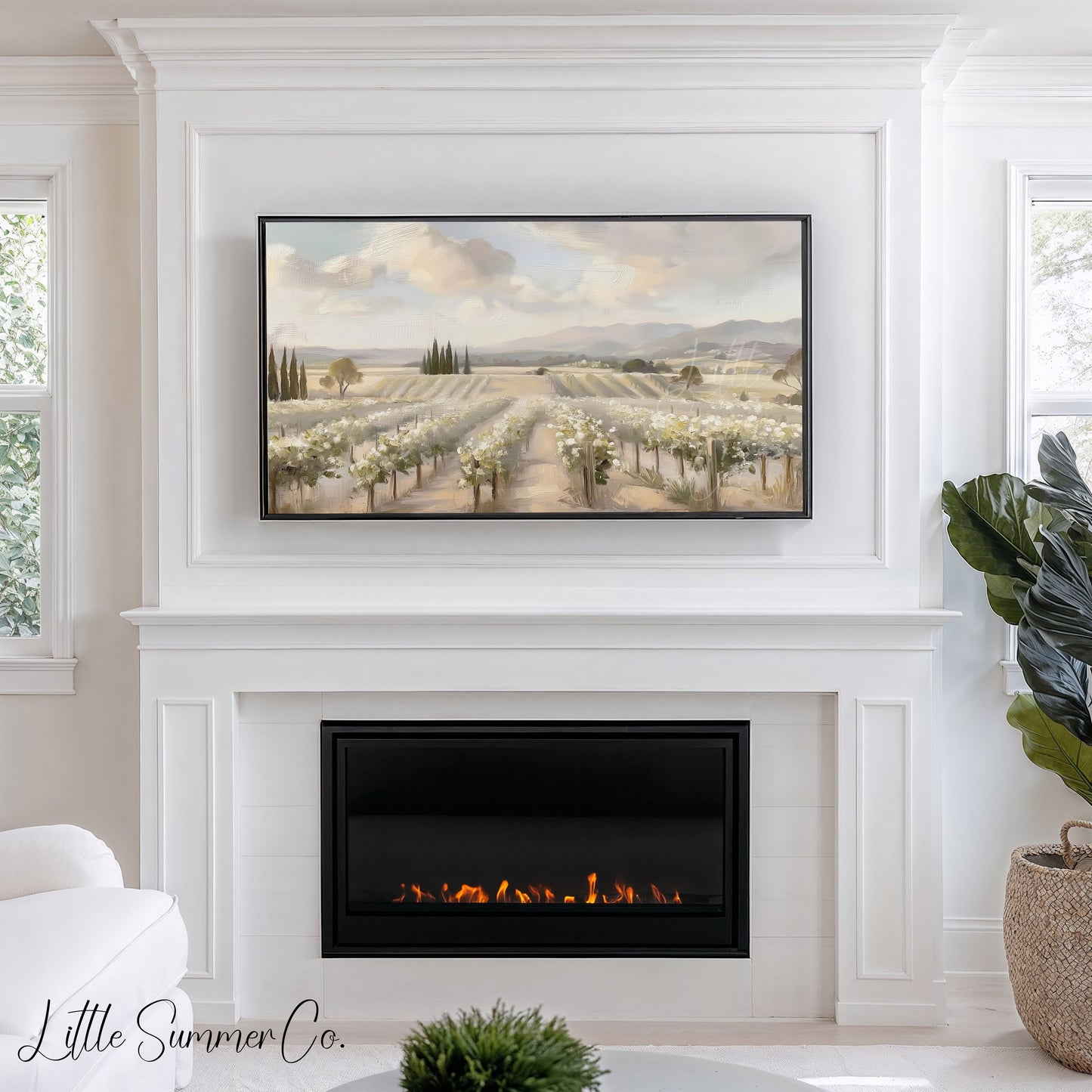 Vineyard Rows Frame TV Art displayed on a TV