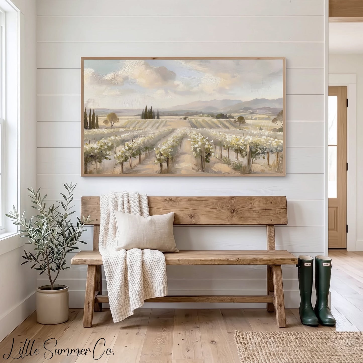 Vineyard Rows Frame TV Art displayed on a TV