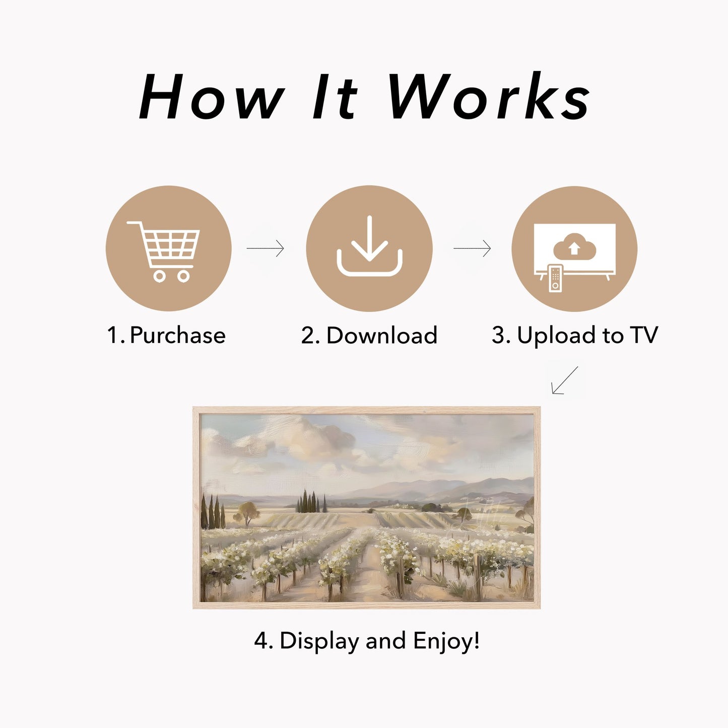 Vineyard Rows Frame TV Art displayed on a TV
