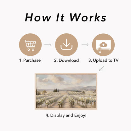 Vineyard Rows Frame TV Art displayed on a TV