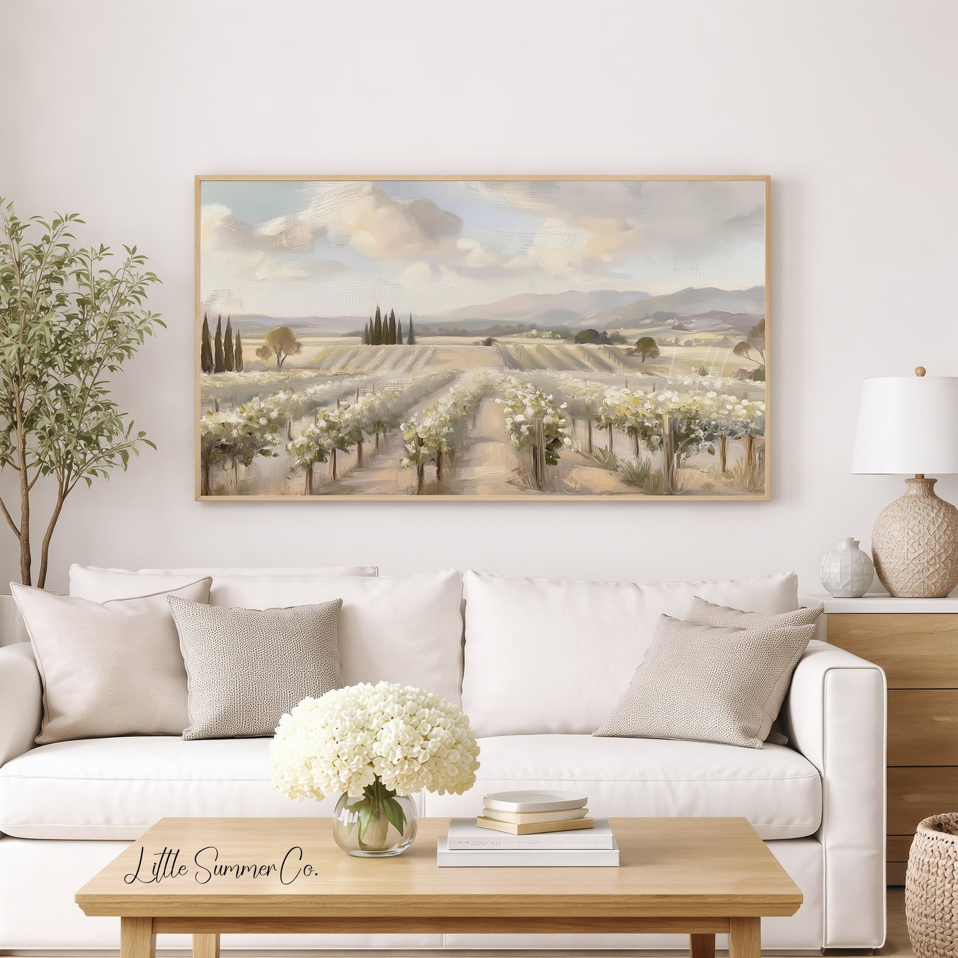 Vineyard Rows Frame TV Art displayed on a TV