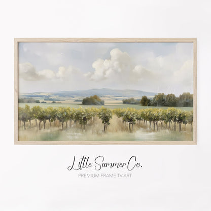 Rolling Vineyard Countryside Frame TV Art displayed on a TV