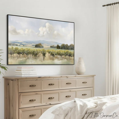Rolling Vineyard Countryside Frame TV Art displayed on a TV