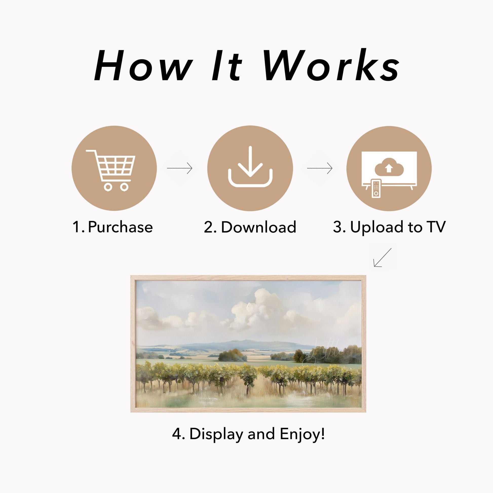 Rolling Vineyard Countryside Frame TV Art displayed on a TV