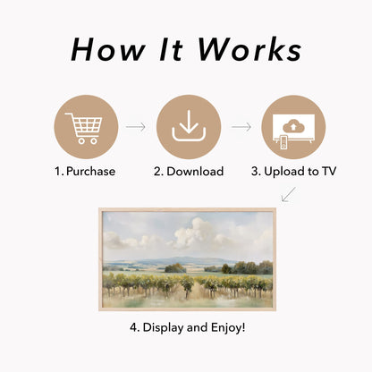 Rolling Vineyard Countryside Frame TV Art displayed on a TV