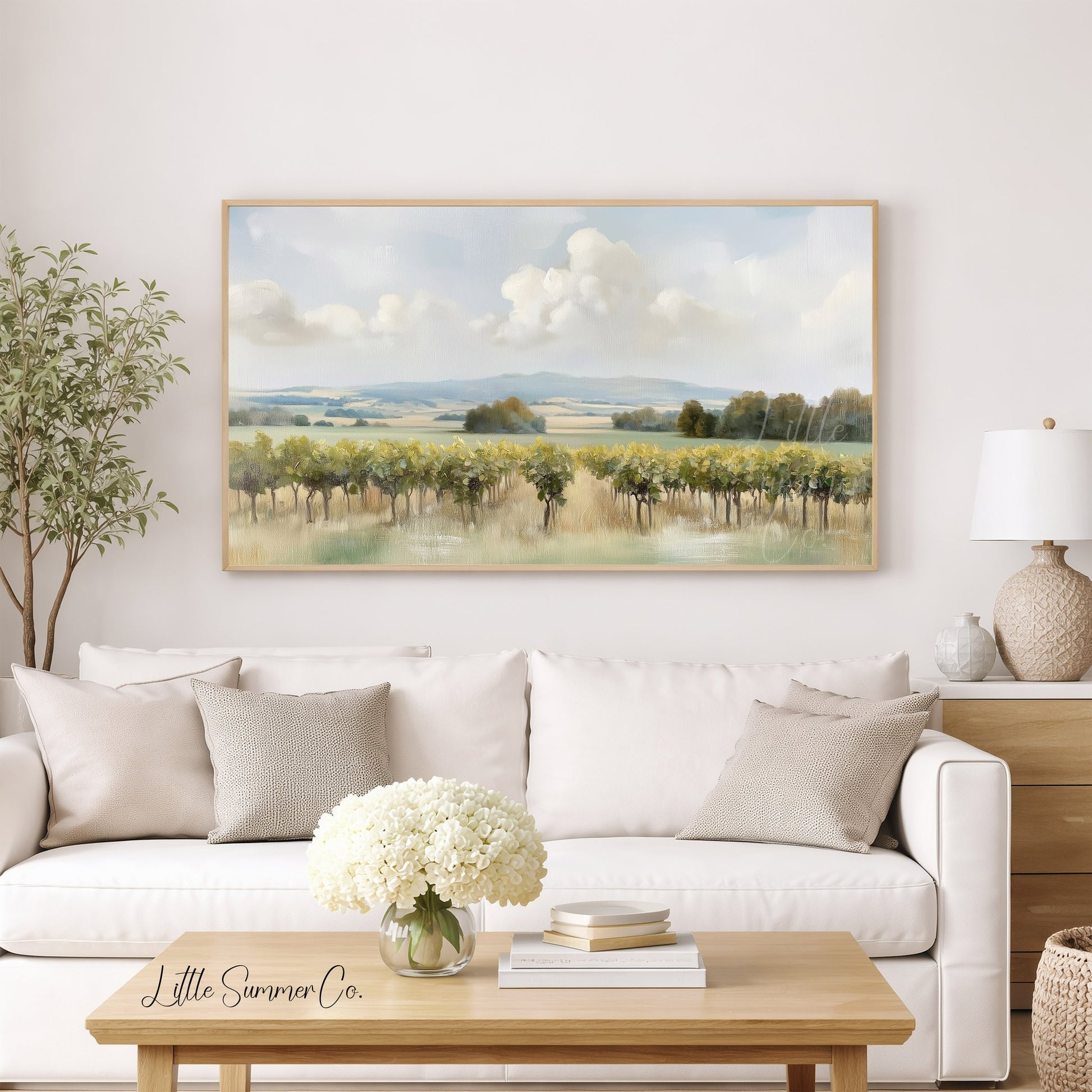 Rolling Vineyard Countryside Frame TV Art displayed on a TV