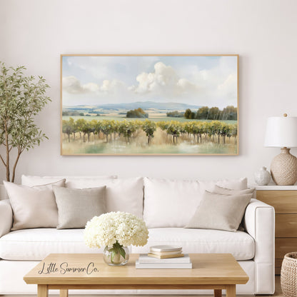 Rolling Vineyard Countryside Frame TV Art displayed on a TV