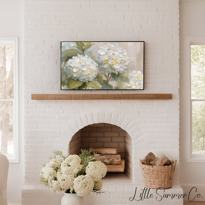 Cream Hydrangea Frame TV Art displayed on a TV