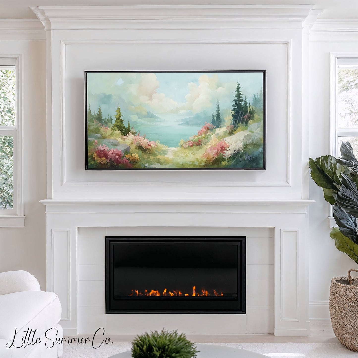 Misty Lake Frame TV Art displayed on a TV
