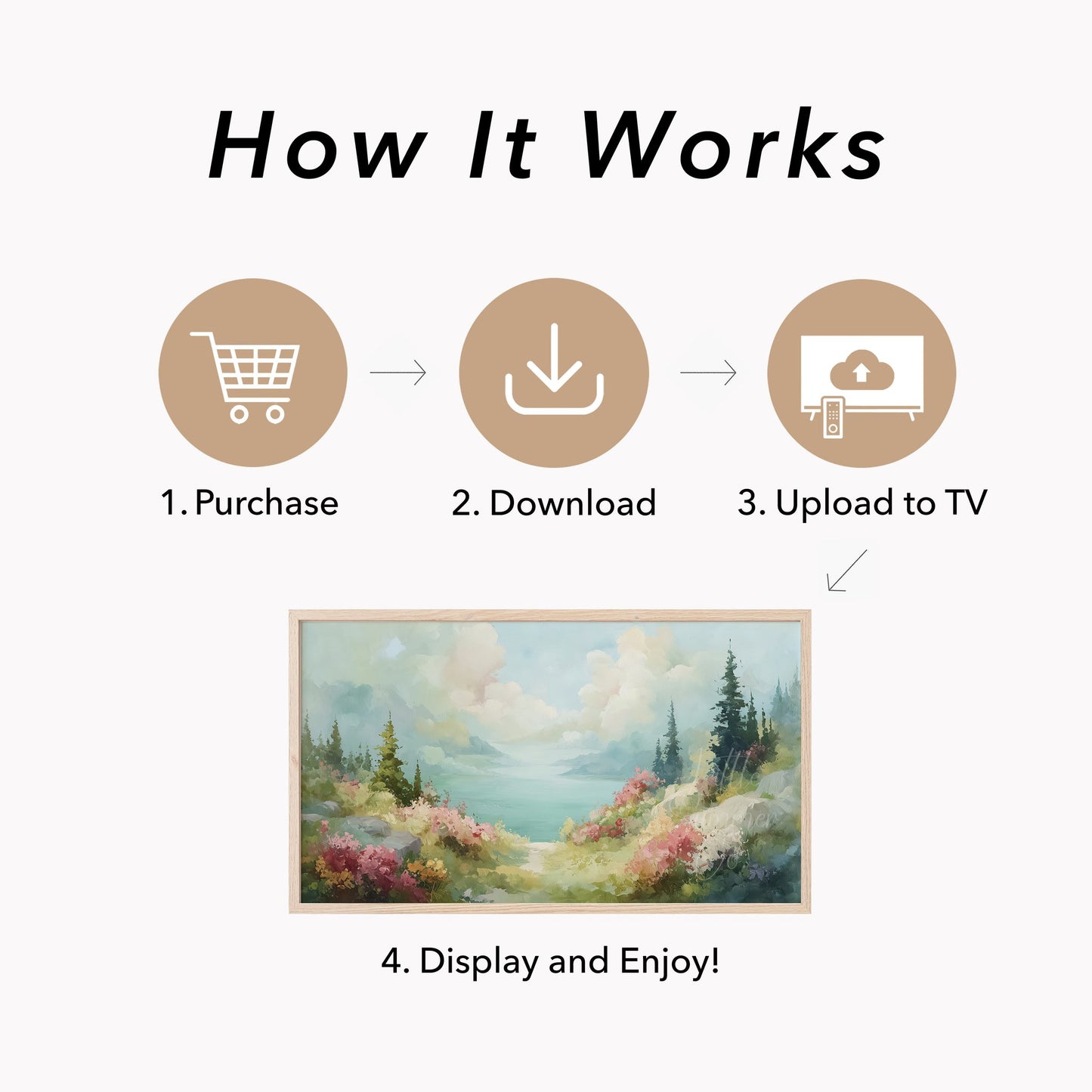 Misty Lake Frame TV Art displayed on a TV