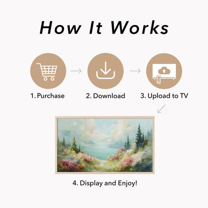 Misty Lake Frame TV Art displayed on a TV