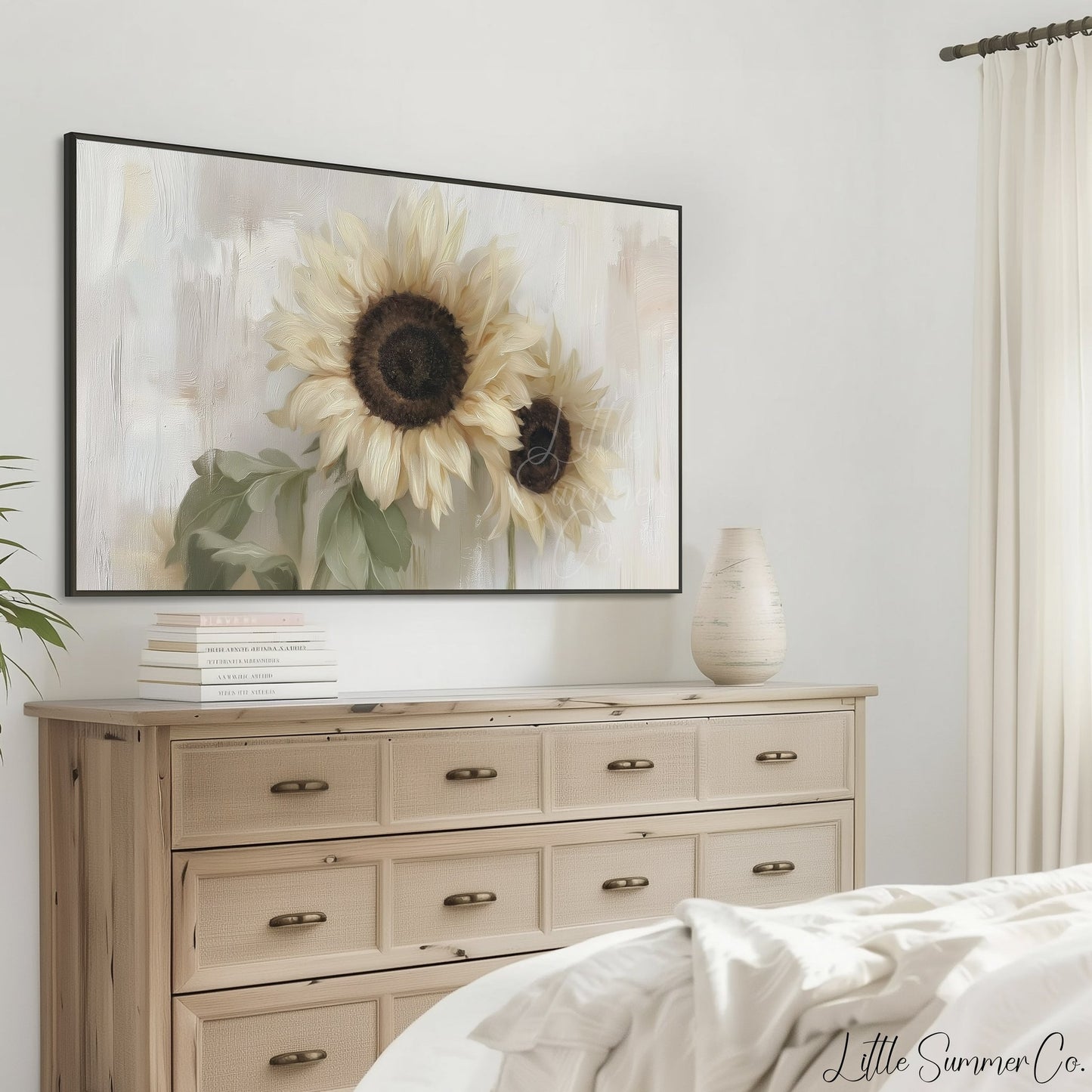 Sunflower Pair Frame TV Art displayed on a TV