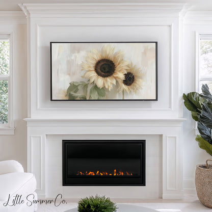Sunflower Pair Frame TV Art displayed on a TV
