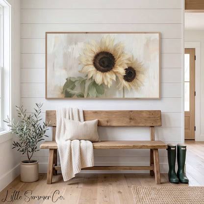 Sunflower Pair Frame TV Art displayed on a TV