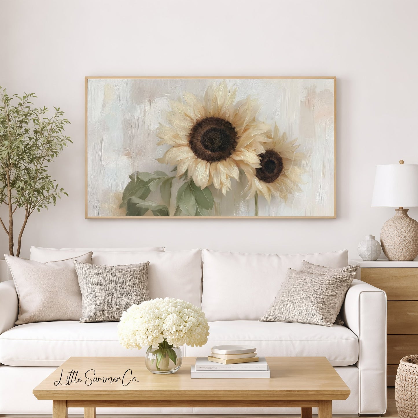 Sunflower Pair Frame TV Art displayed on a TV
