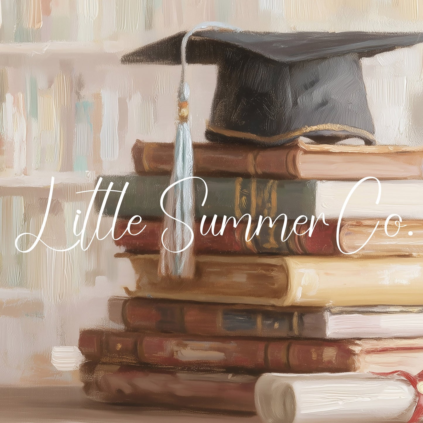 Graduation Cap Books Frame TV Art displayed on a TV