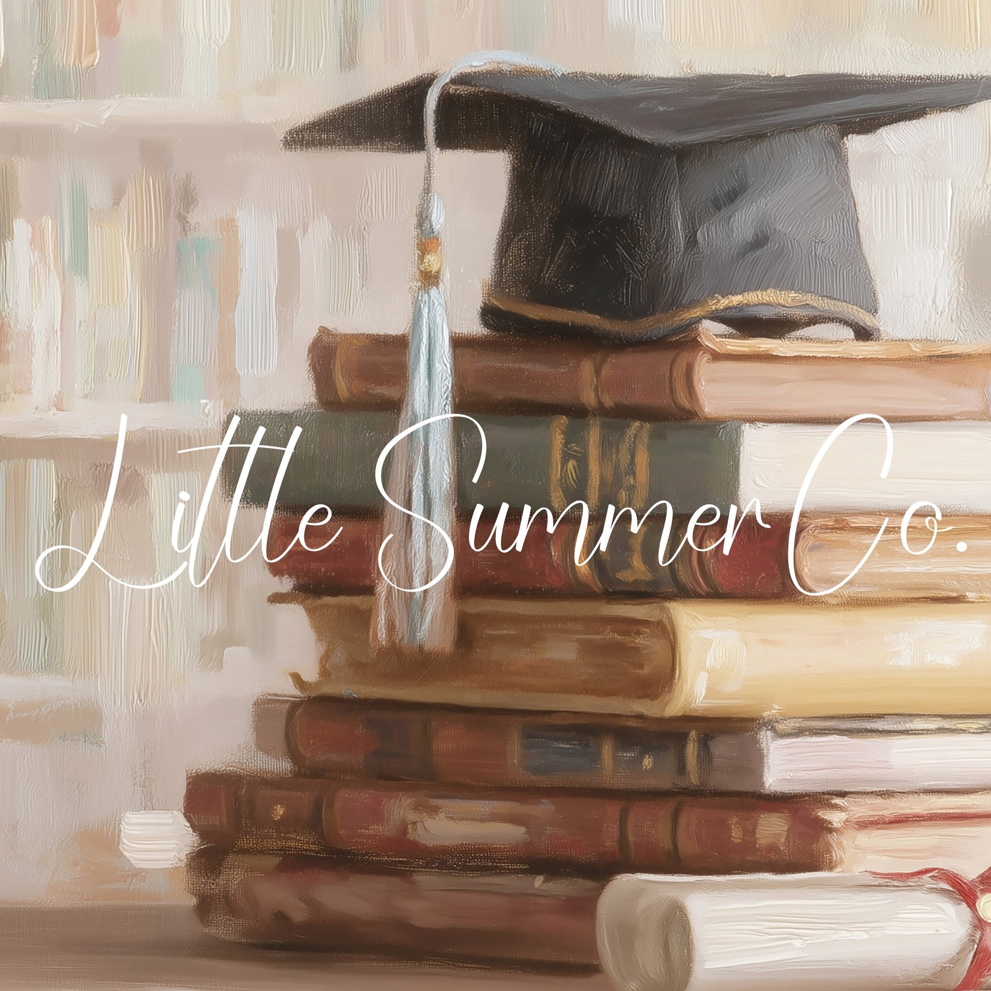 Graduation Cap Books Frame TV Art displayed on a TV