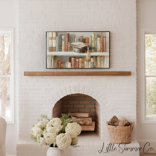 Graduation Bookshelf Frame TV Art displayed on a TV