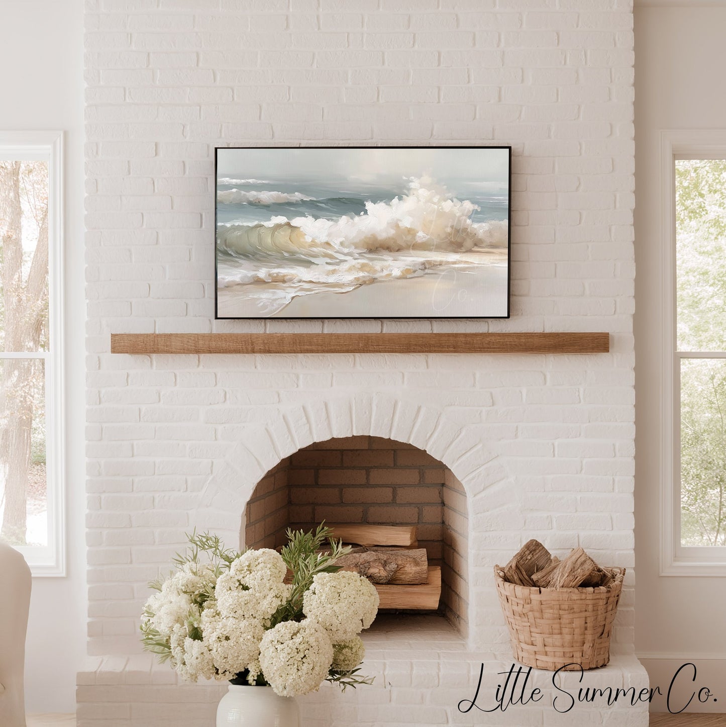 Rolling Ocean Waves Frame TV Art displayed on a TV
