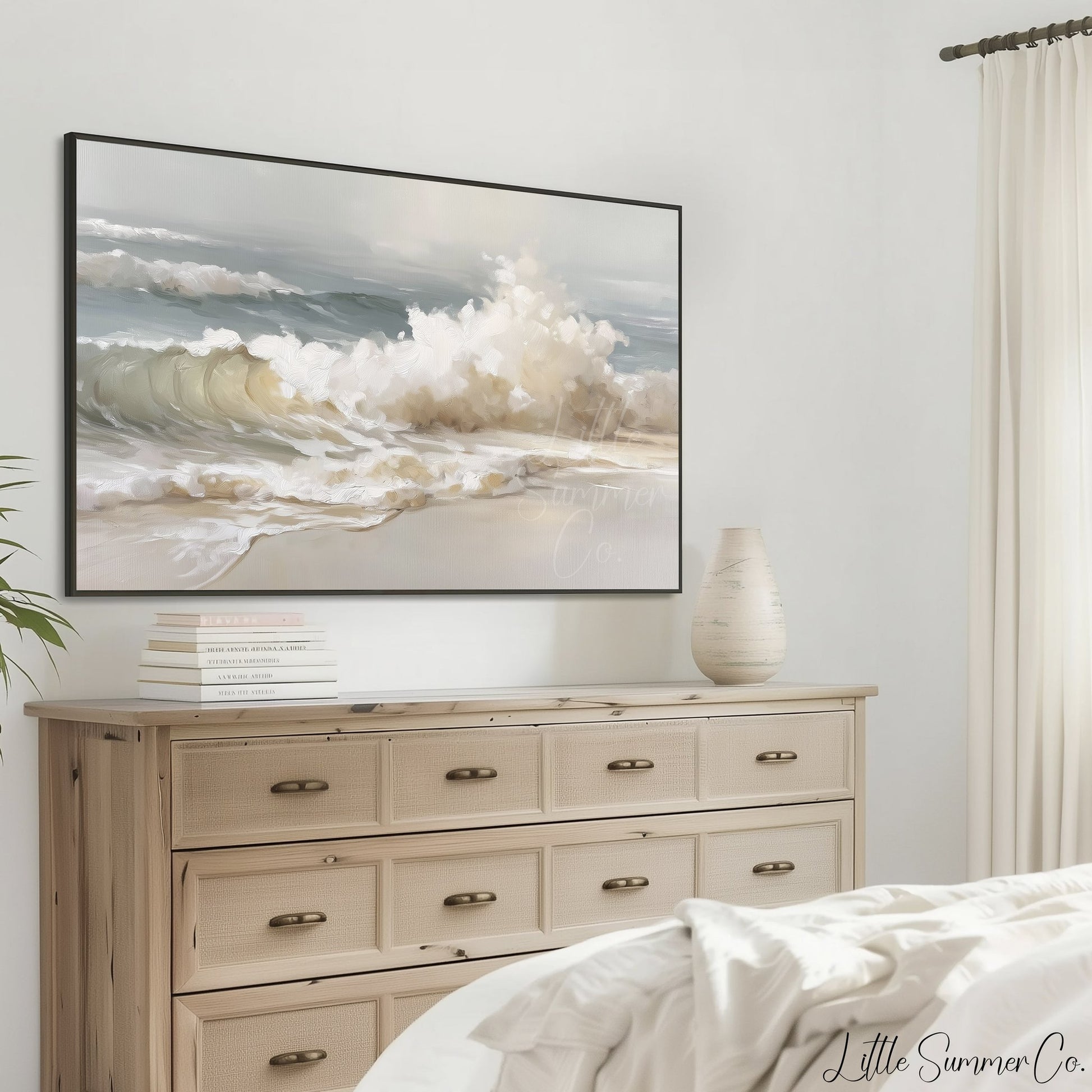 Rolling Ocean Waves Frame TV Art displayed on a TV