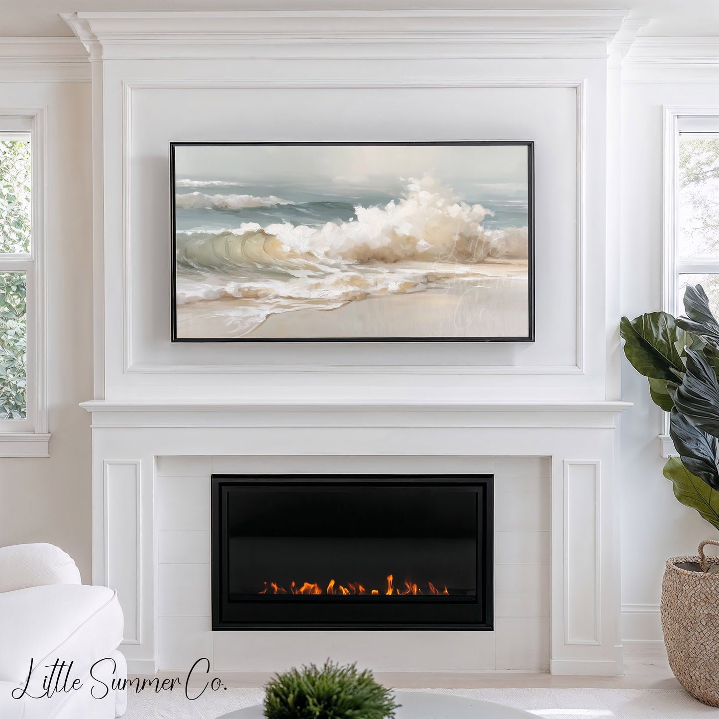 Rolling Ocean Waves Frame TV Art displayed on a TV