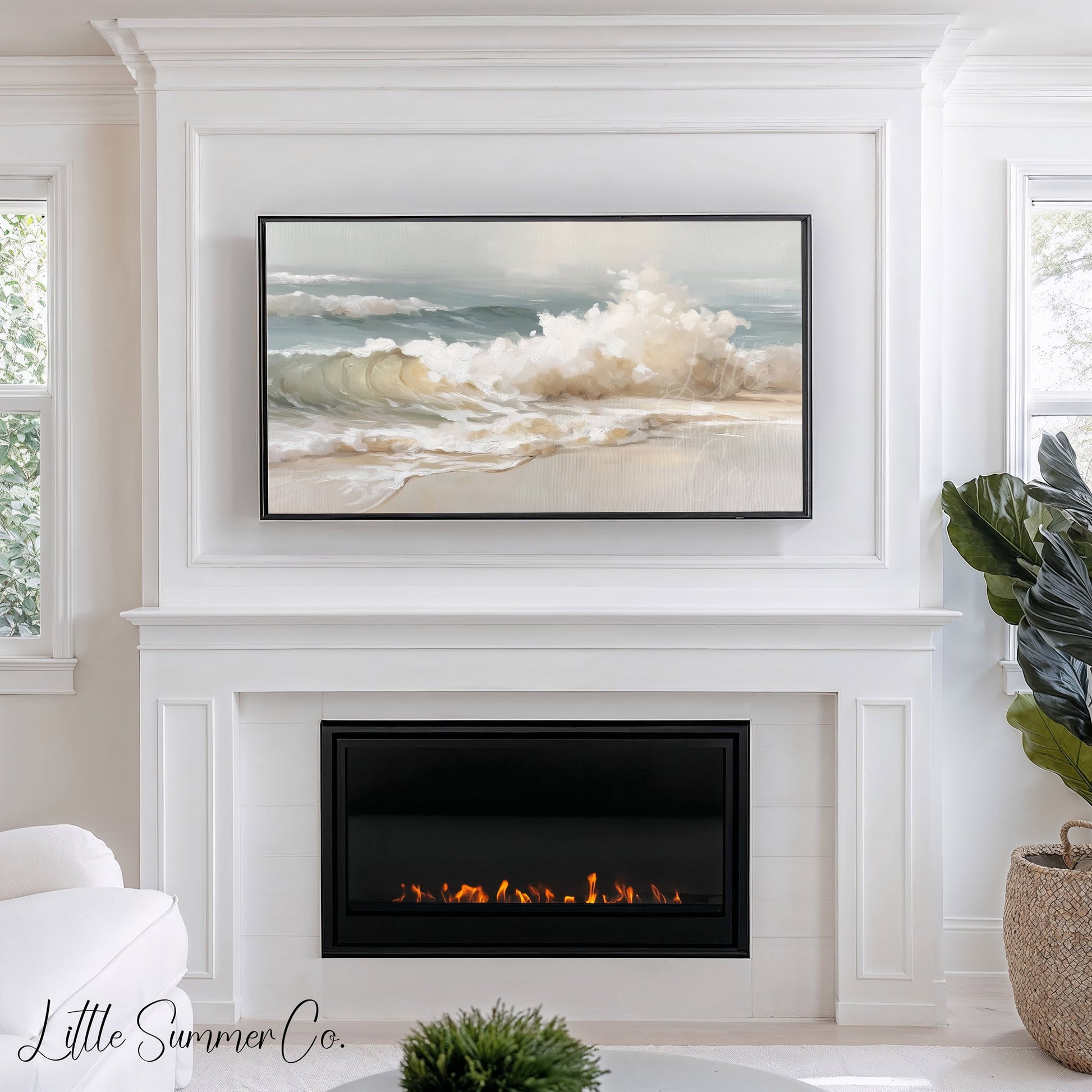 Rolling Ocean Waves Frame TV Art displayed on a TV