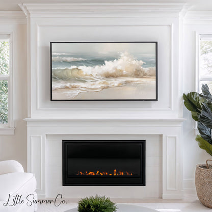 Rolling Ocean Waves Frame TV Art displayed on a TV