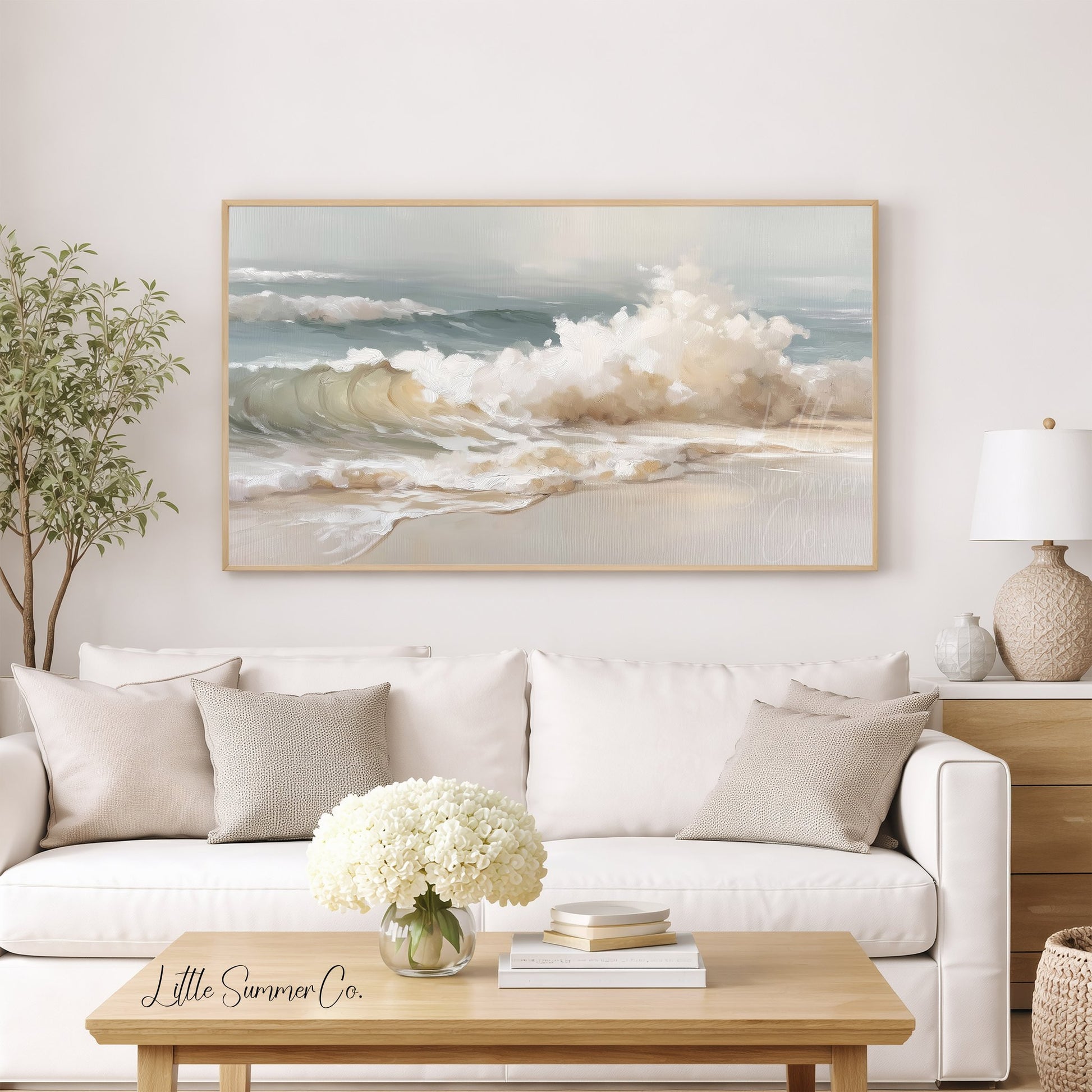 Rolling Ocean Waves Frame TV Art displayed on a TV