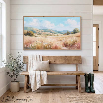 Countryside Hills Frame TV Art displayed on a TV
