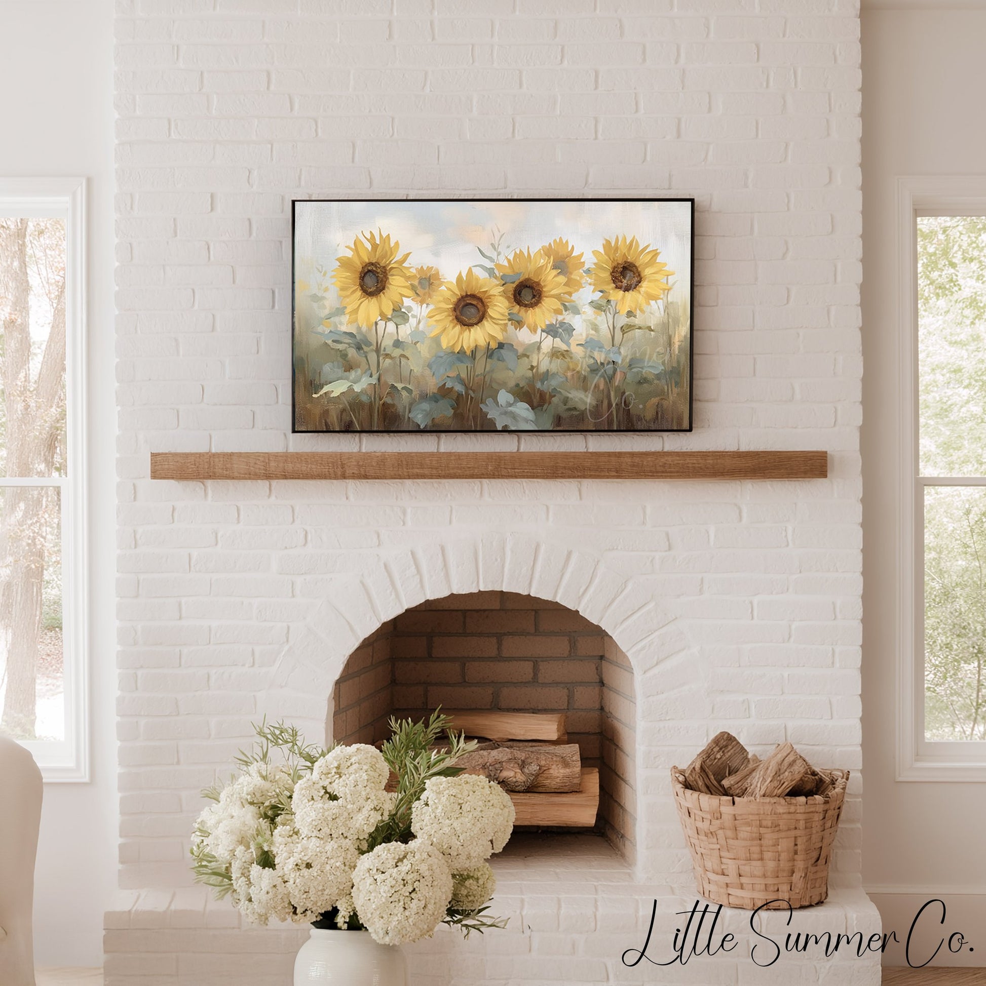 Sunflower Garden Frame TV Art displayed on a TV