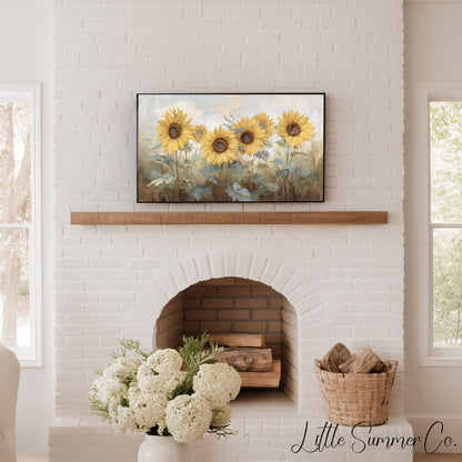 Sunflower Garden Frame TV Art displayed on a TV