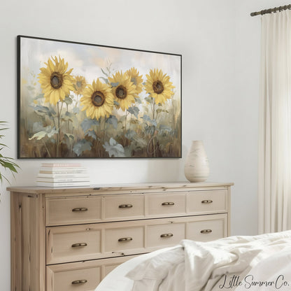 Sunflower Garden Frame TV Art displayed on a TV