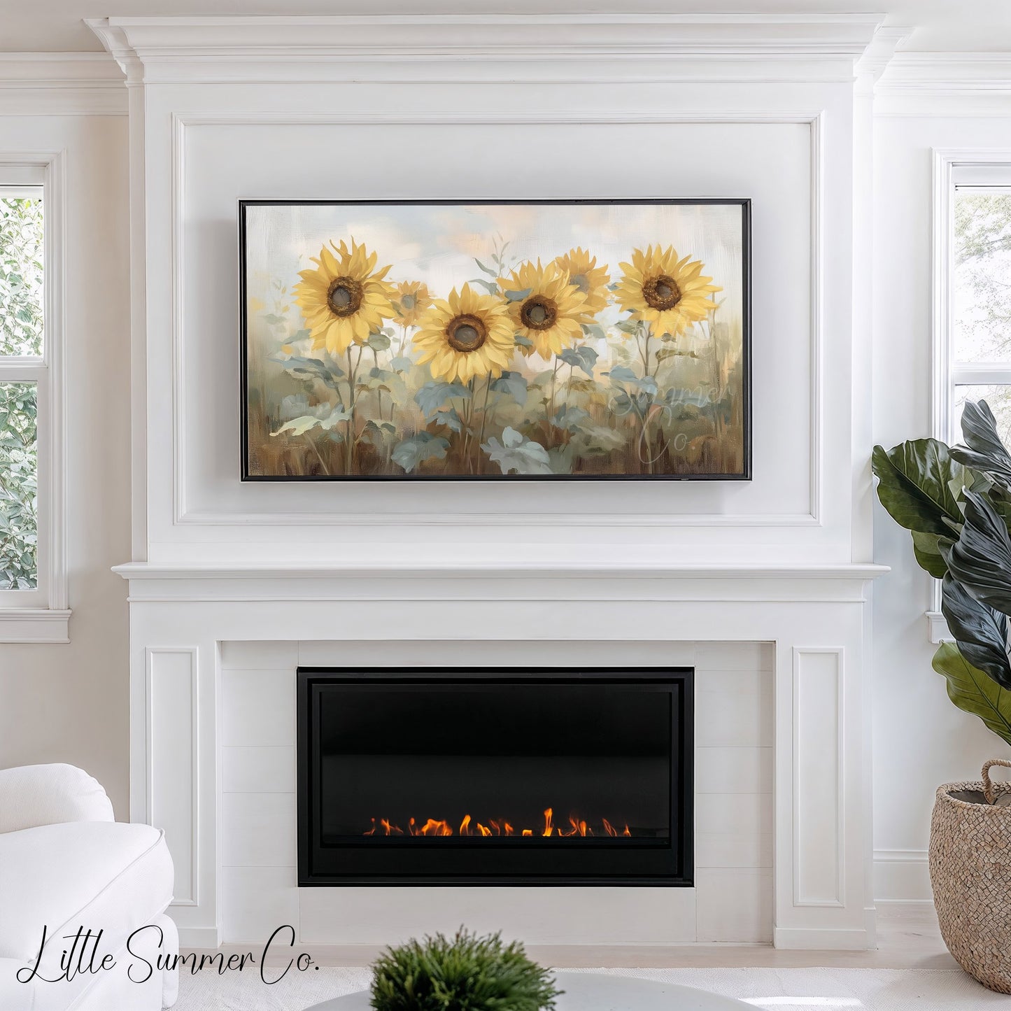 Sunflower Garden Frame TV Art displayed on a TV