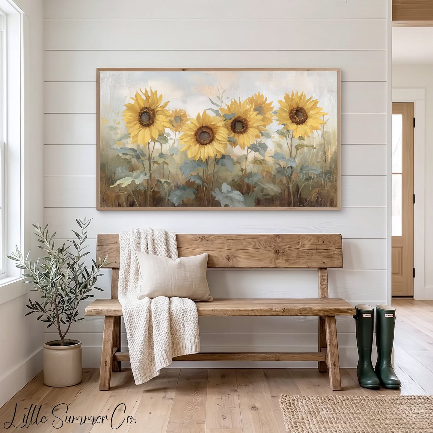 Sunflower Garden Frame TV Art displayed on a TV