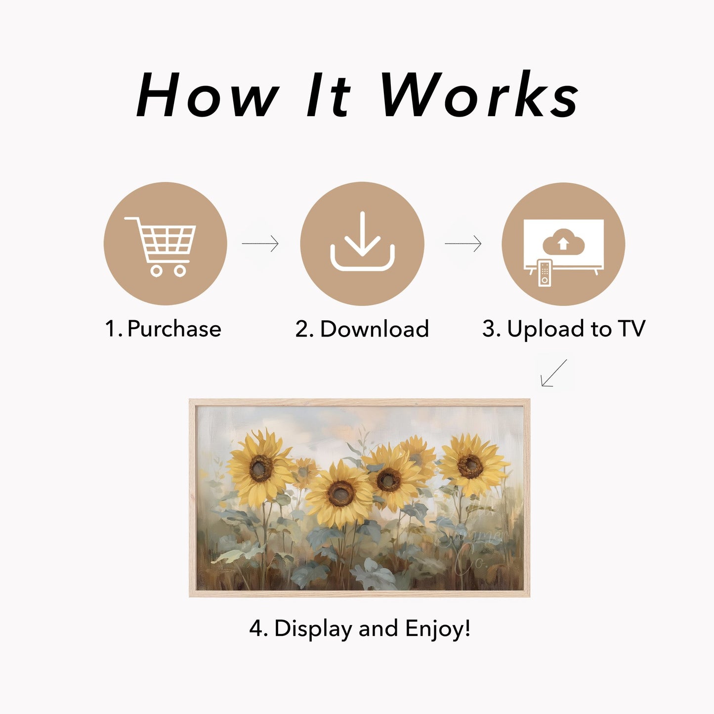 Sunflower Garden Frame TV Art displayed on a TV