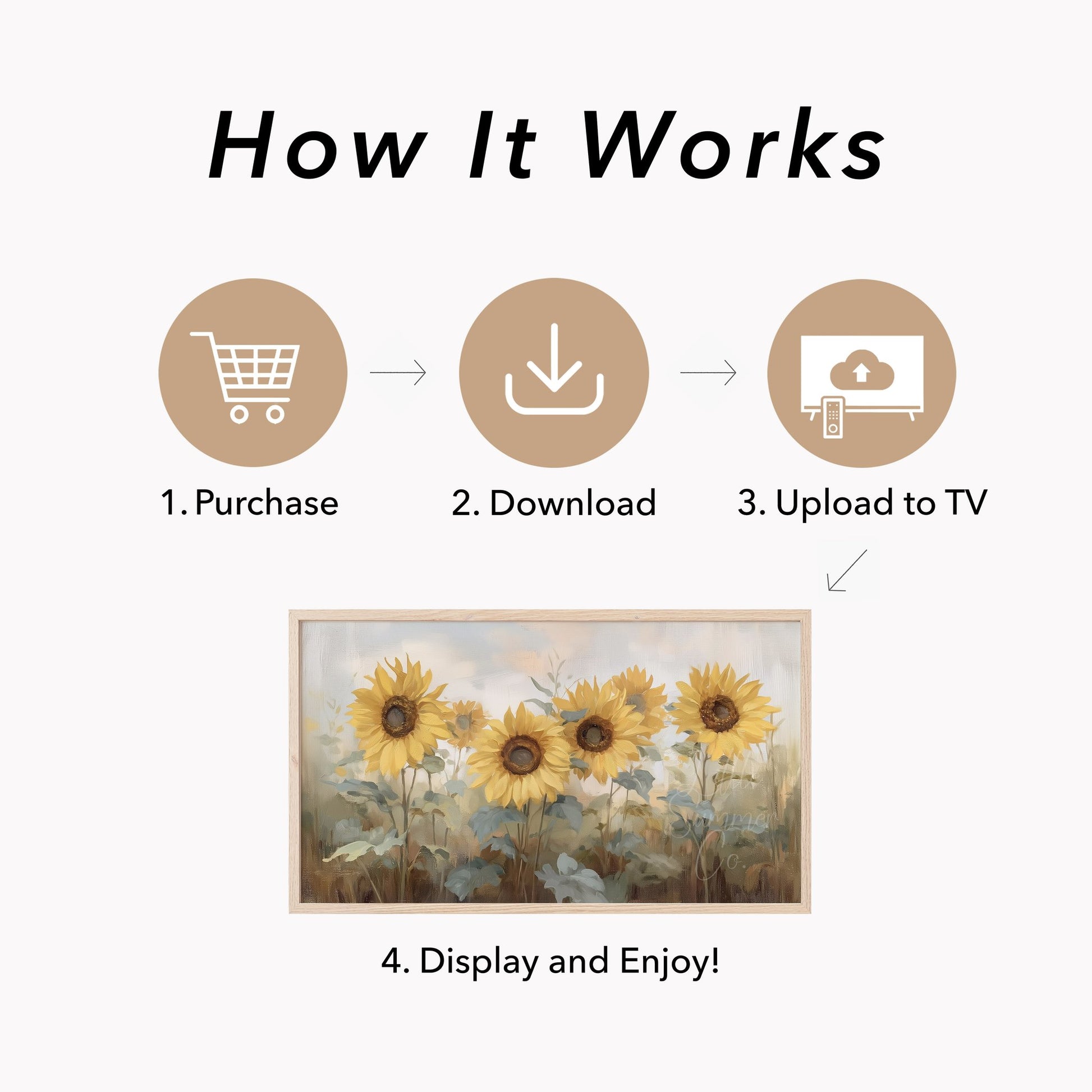 Sunflower Garden Frame TV Art displayed on a TV