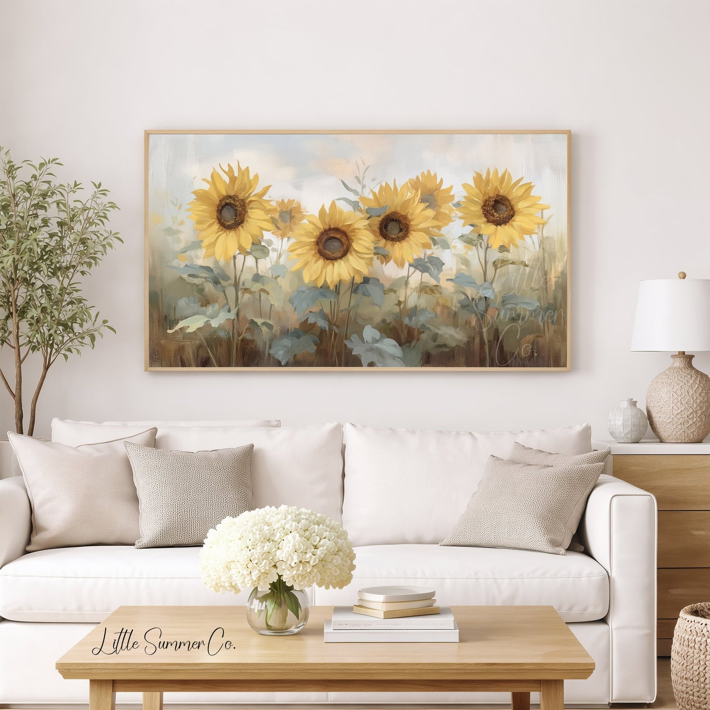Sunflower Garden Frame TV Art displayed on a TV
