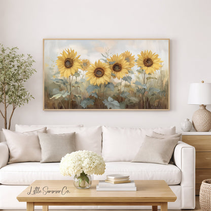 Sunflower Garden Frame TV Art displayed on a TV