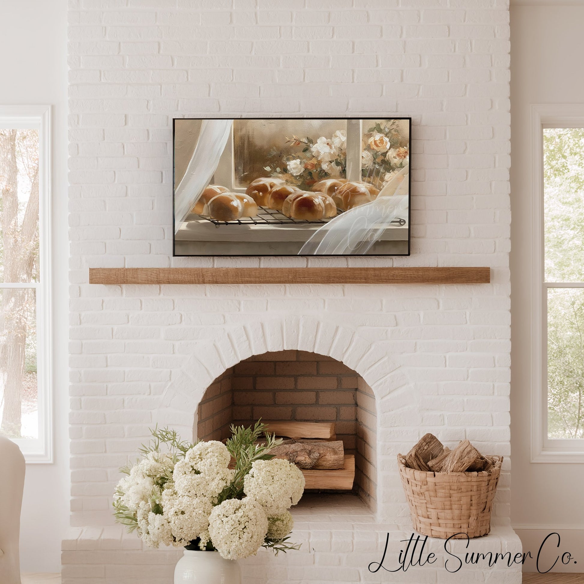 Fresh Bread Rolls Frame TV Art displayed on a TV
