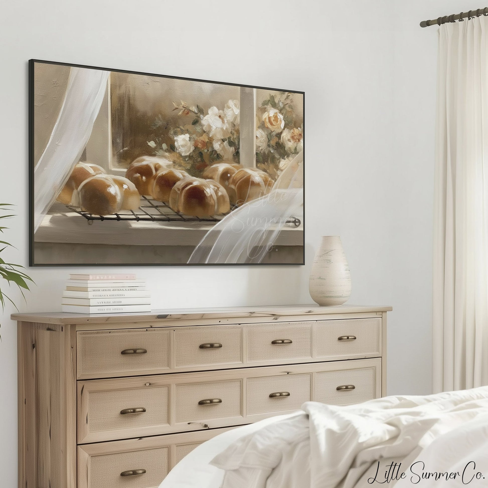Fresh Bread Rolls Frame TV Art displayed on a TV