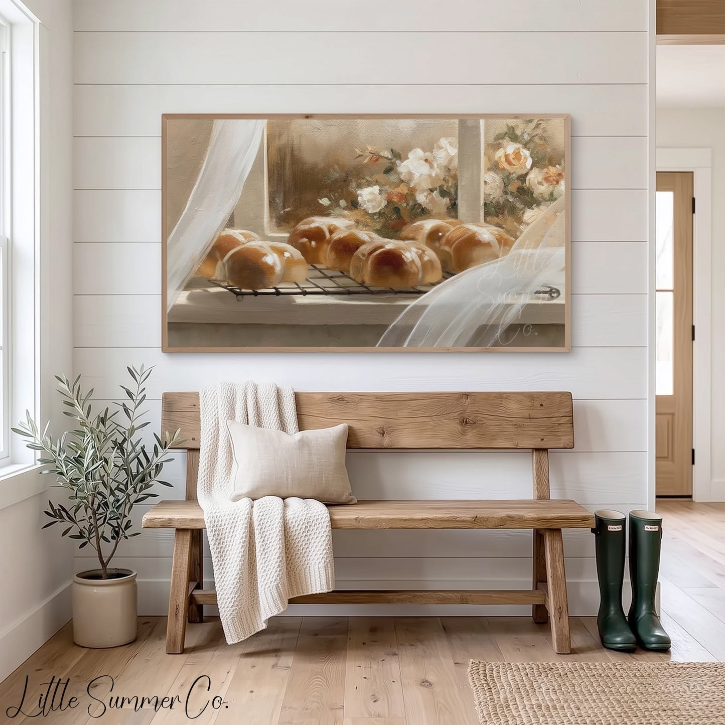 Fresh Bread Rolls Frame TV Art displayed on a TV